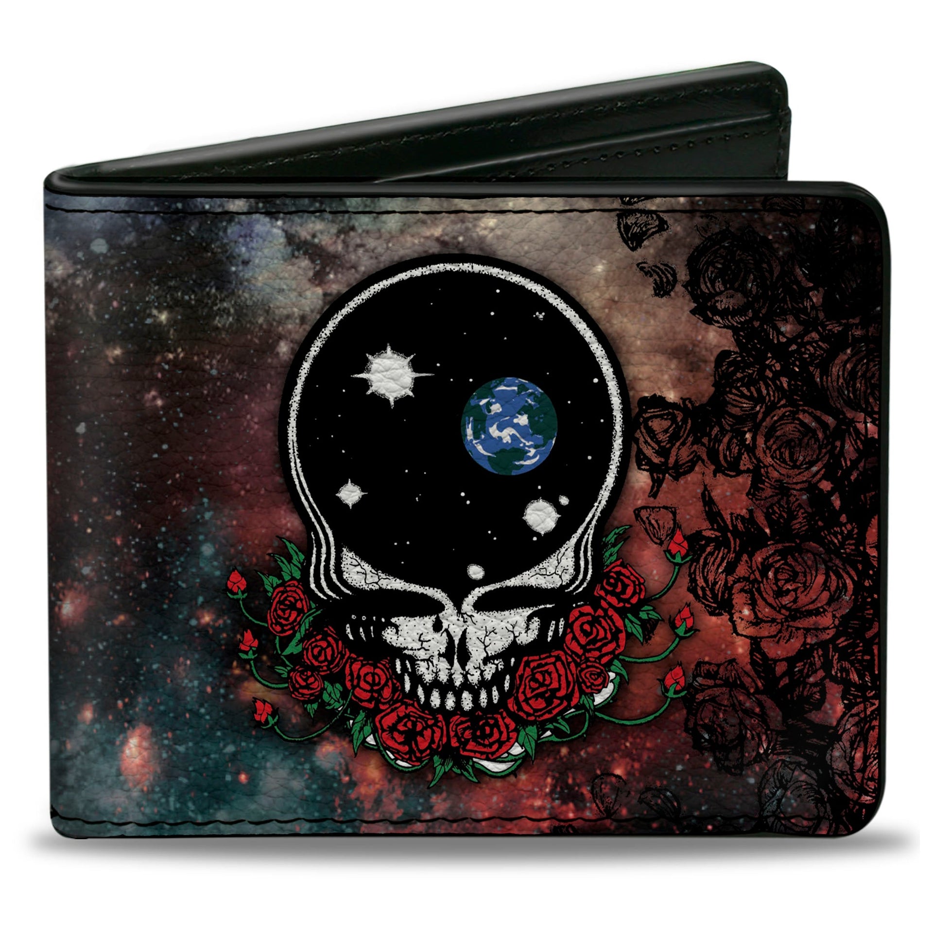 Space Your Face + Skull & Roses Bi-Fold Wallet | Galaxy