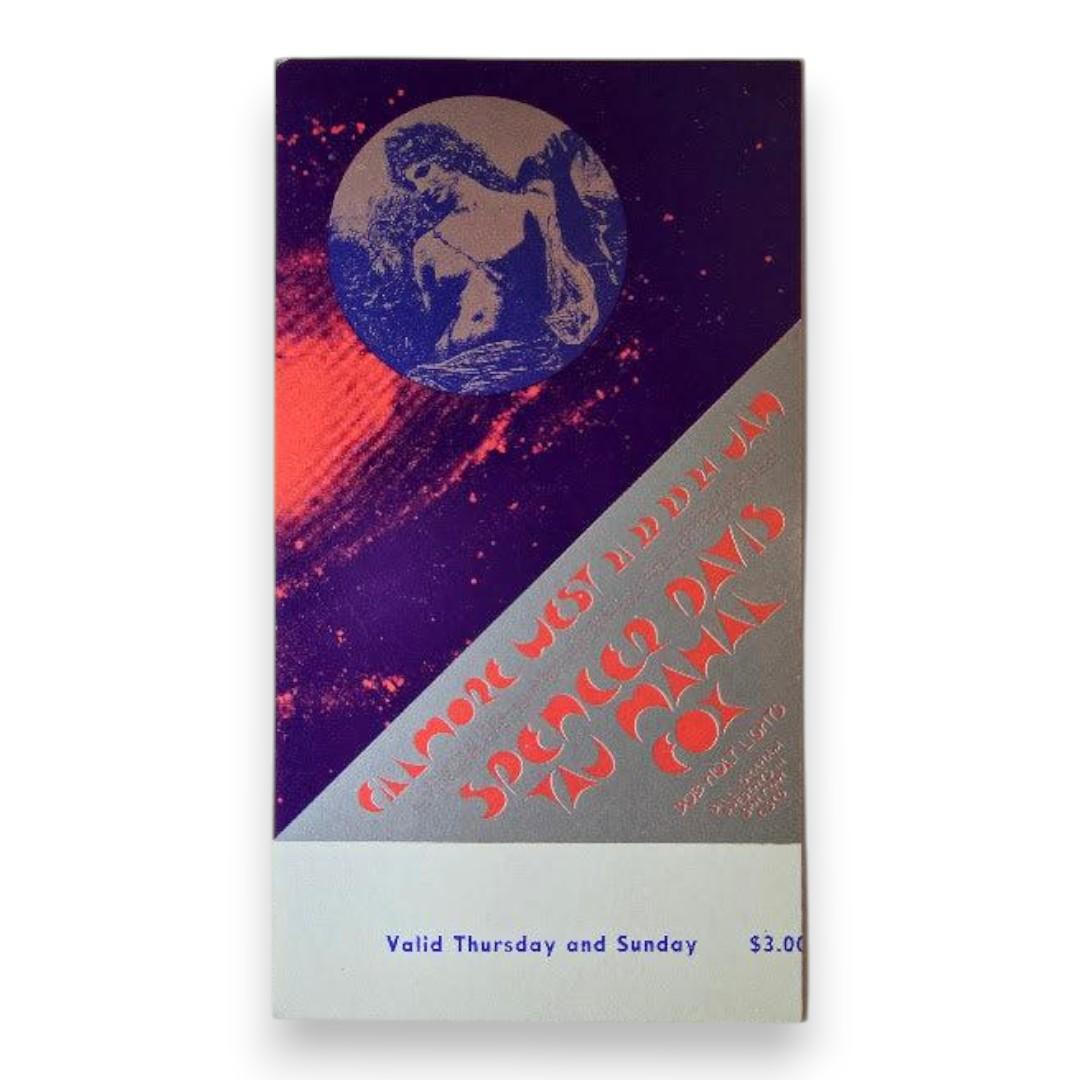 Spencer Davis, Taj Mahal, Fox - January 21 & 24, 1971 - The Fillmore | Vintage Concert Ticket