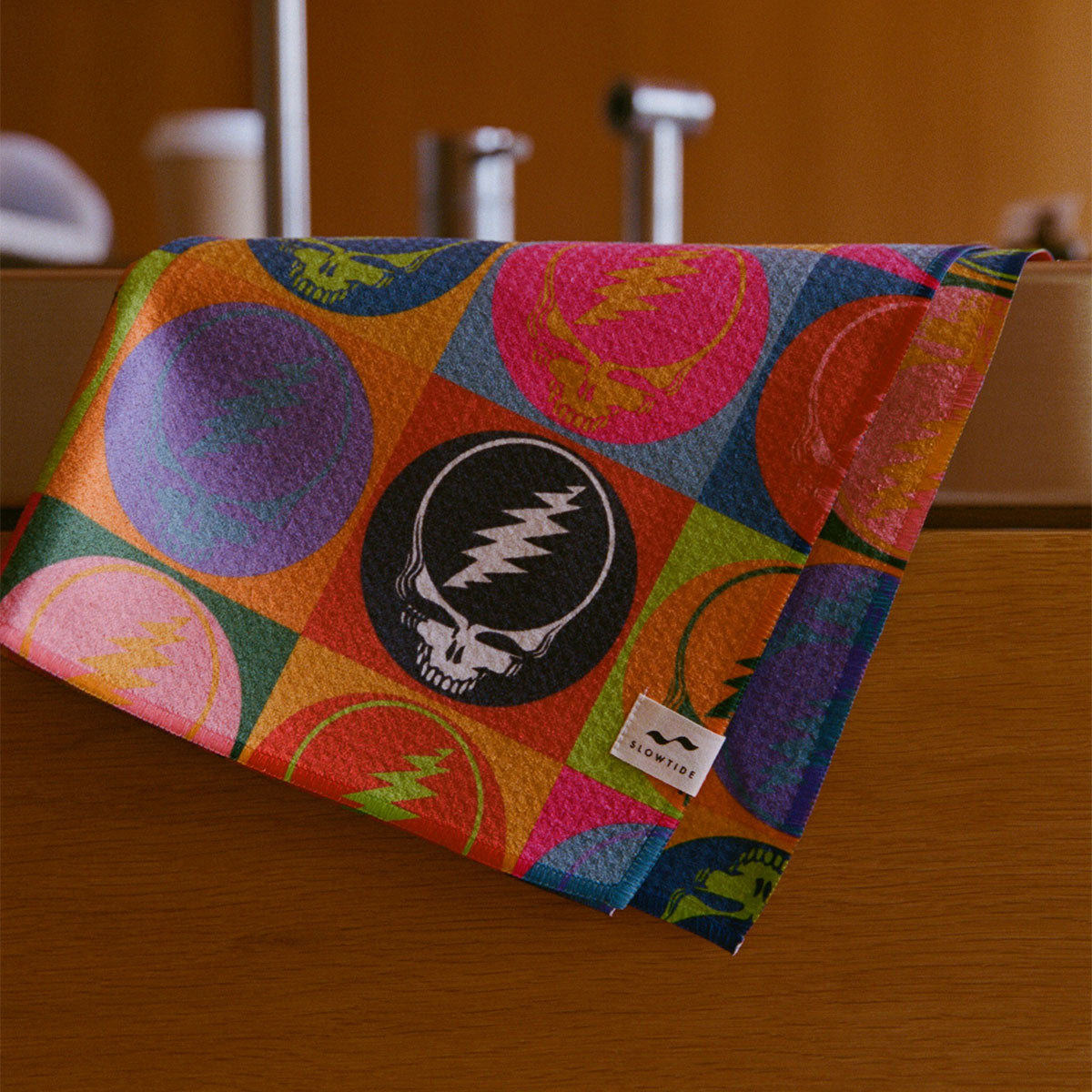 Steal Your Face Quick-Dry Kitchen Towel - Multi | Grateful Dead x Slowtide - Detail