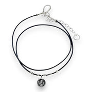 Grateful Dead Steal Your Face Sterling Silver Beads & Thin Leather Necklace - Back