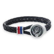 Grateful Dead Steal Your Face Sterling Silver Enamel & Leather Bracelet - Back