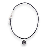 Grateful Dead Steal Your Face Sterling Silver Charm Woven Leather Necklace - Back