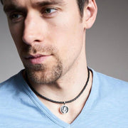 Steal Your Face Sterling Silver Charm Woven Leather Necklace