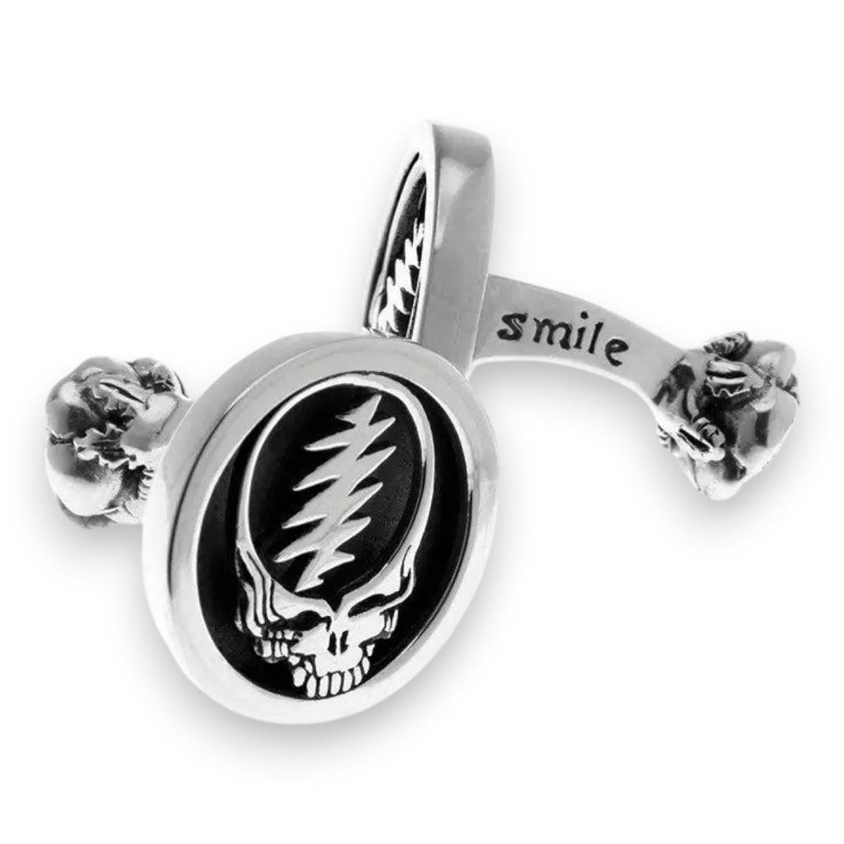 Grateful Dead Steal Your Face Sterling Silver Cufflinks - Front
