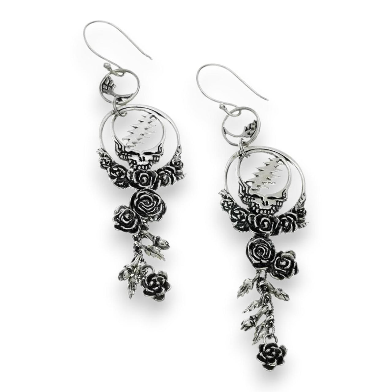 Grateful Dead Steal Your Face Sterling Silver Drop Earring - Front