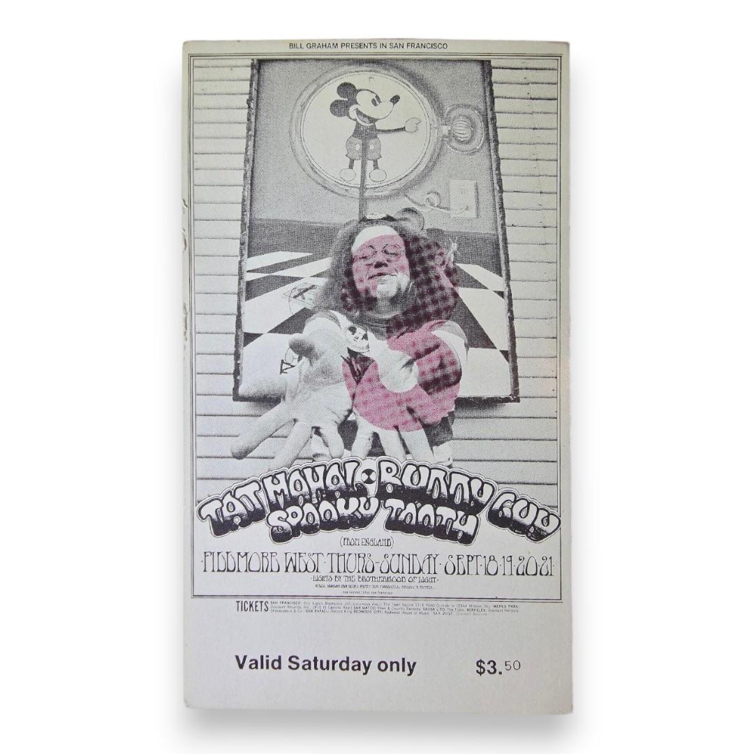 Taj Mahal, Buddy Guy, Spooky Tooth - September 20, 1969 - The Fillmore | Vintage Concert Ticket