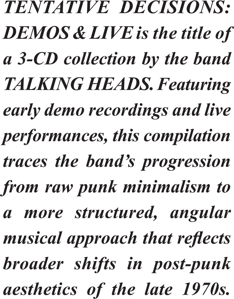 Talking Heads – Tentative Decisions: Demos & Live (Digb CD)