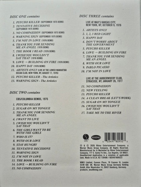 Talking Heads – Tentative Decisions: Demos & Live (LP and 7" Vinyl) - Detail