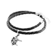 Terrapin Station Sterling Silver Charm Woven Leather Necklace