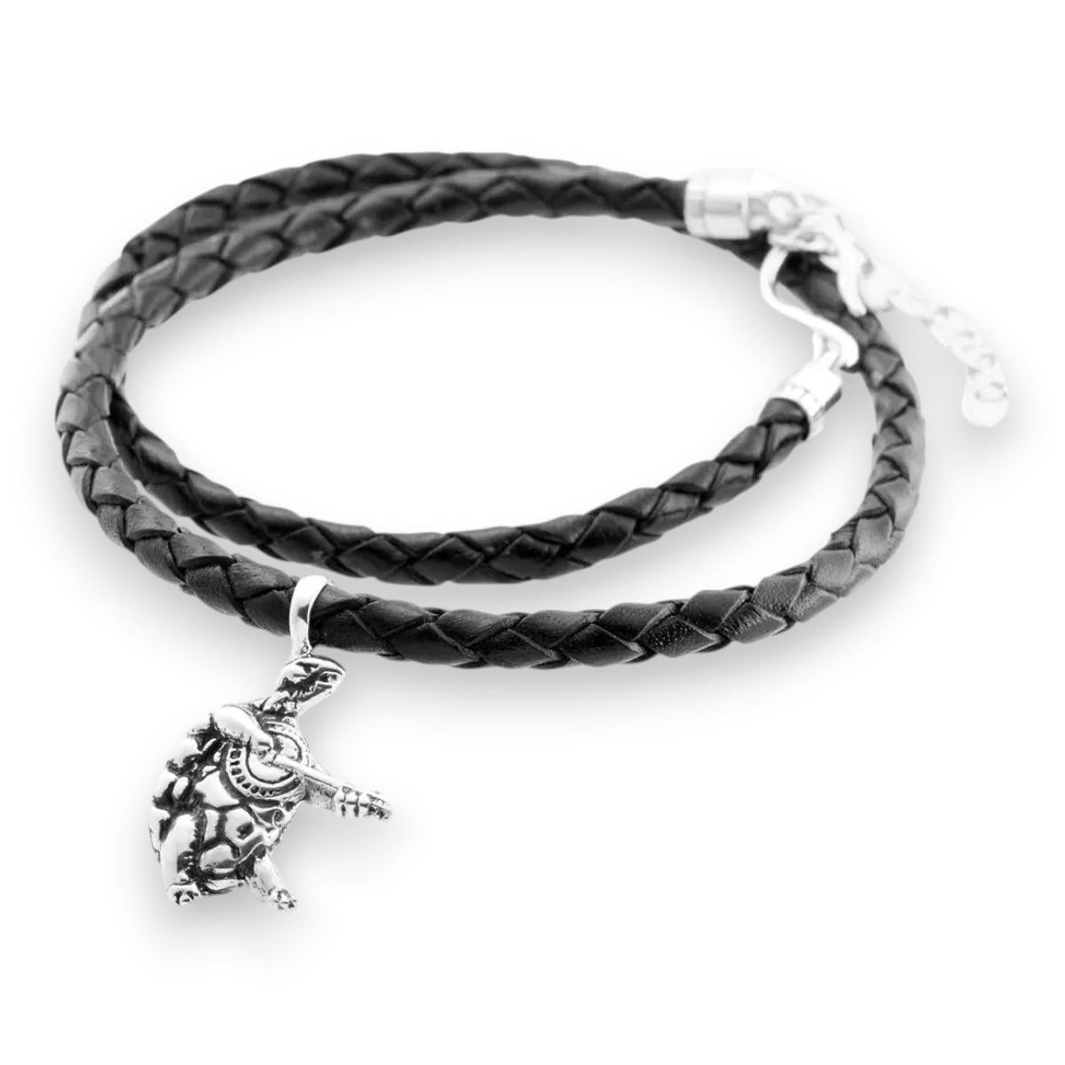 Grateful Dead Terrapin Station Sterling Silver Charm Woven Leather Necklace