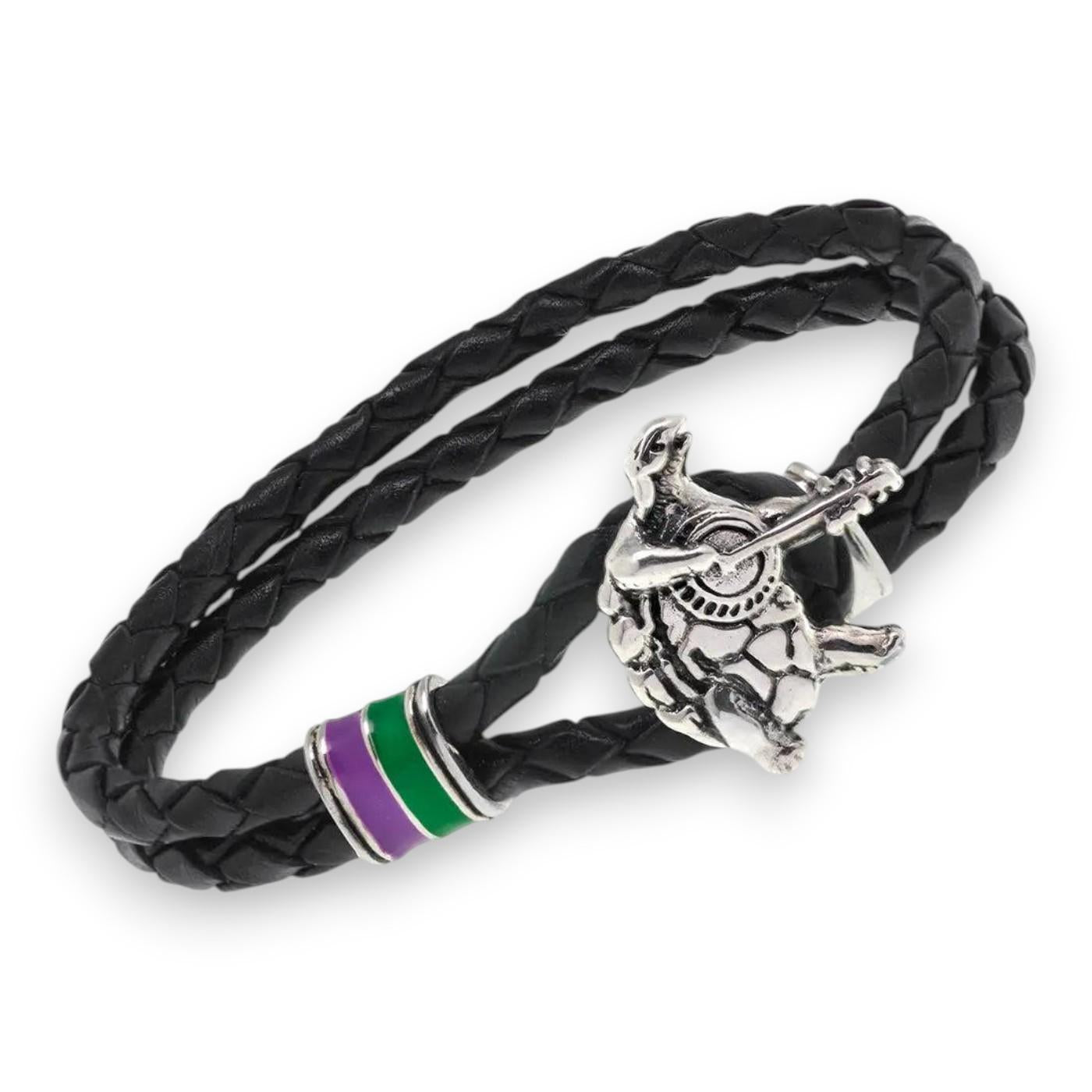 Grateful Dead Terrapin Station Sterling Silver Enamel & Leather Bracelet - Front