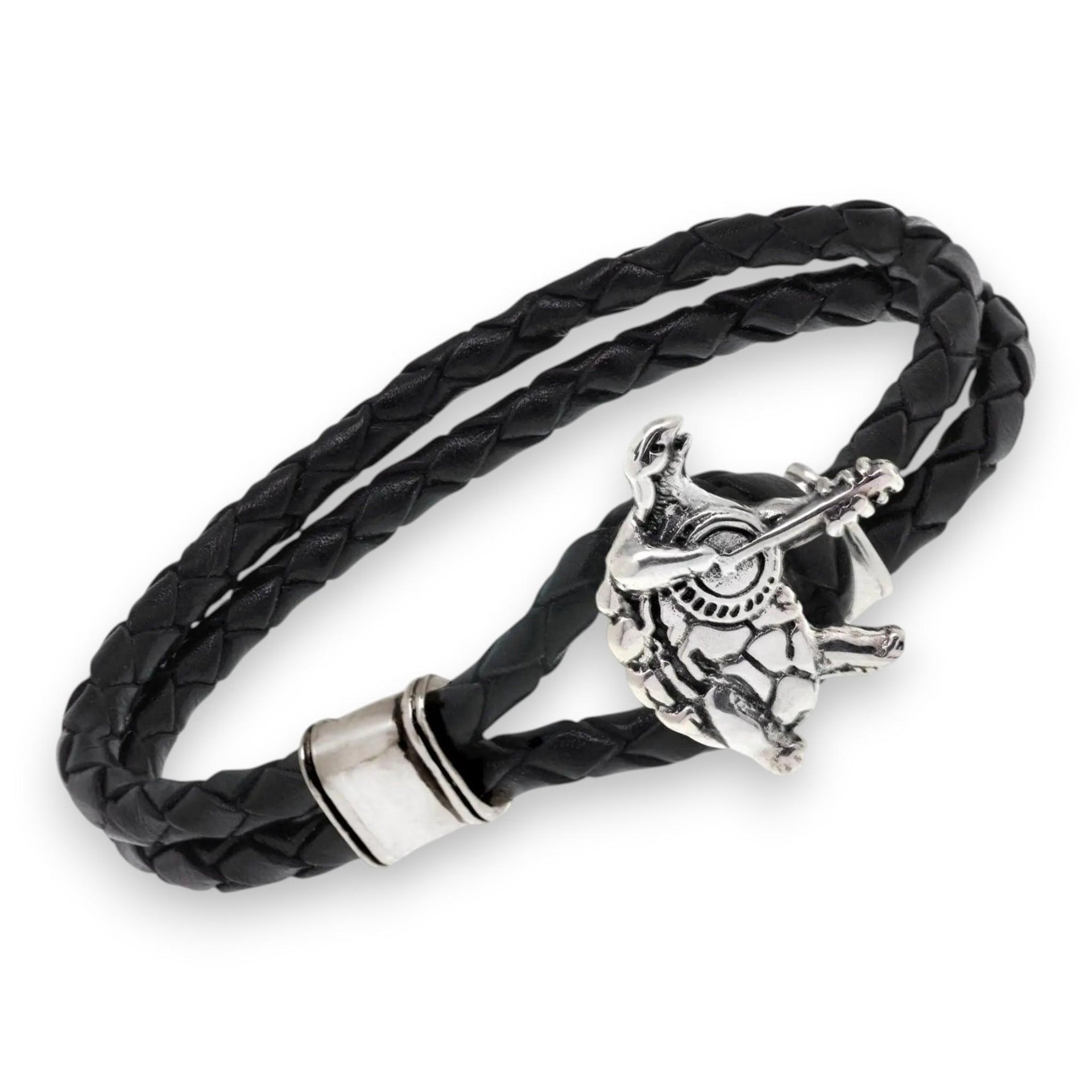 Grateful Dead Terrapin Station Sterling Silver Leather Bracelet - Front