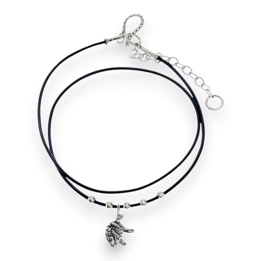 Grateful Dead Terrapin Sterling Silver Beads & Thin Leather Necklace - Back