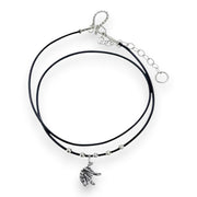 Grateful Dead Terrapin Sterling Silver Beads & Thin Leather Necklace - Back