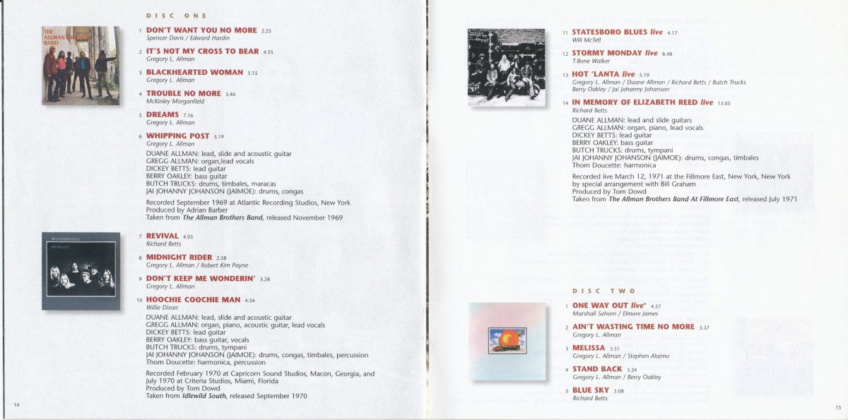 The Allman Brothers Band – Gold (2-CD) - Label