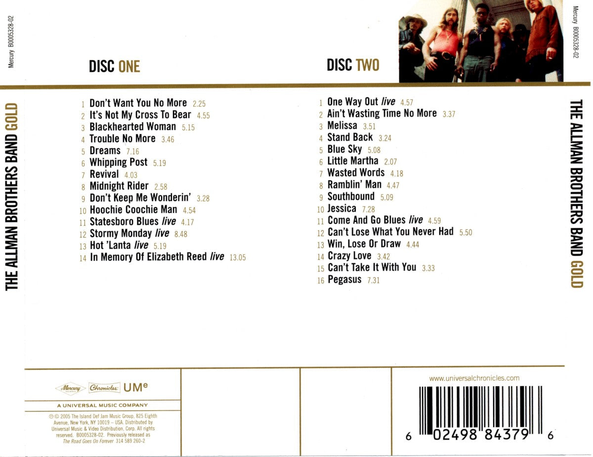 The Allman Brothers Band – Gold (2-CD) - Detail