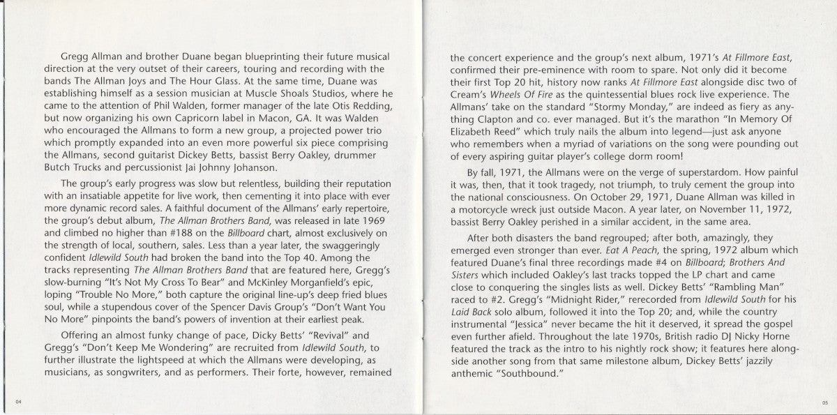 The Allman Brothers Band – Gold (2-CD) - Close-Up