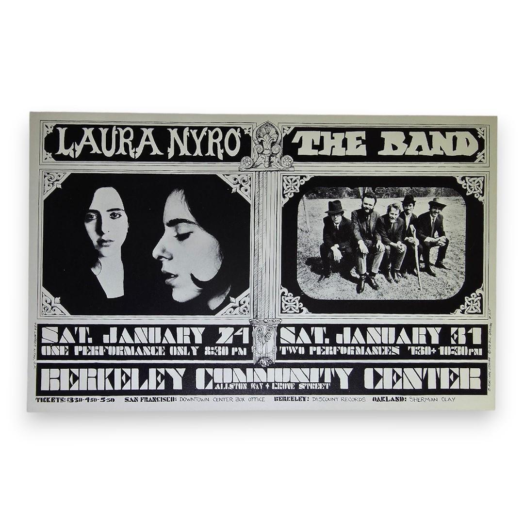 The Band, Laura Nyro – Berkeley Community Theatre, Berkeley (Jan 24, 31, 1970) by Bonnie MacLean (Handbill)