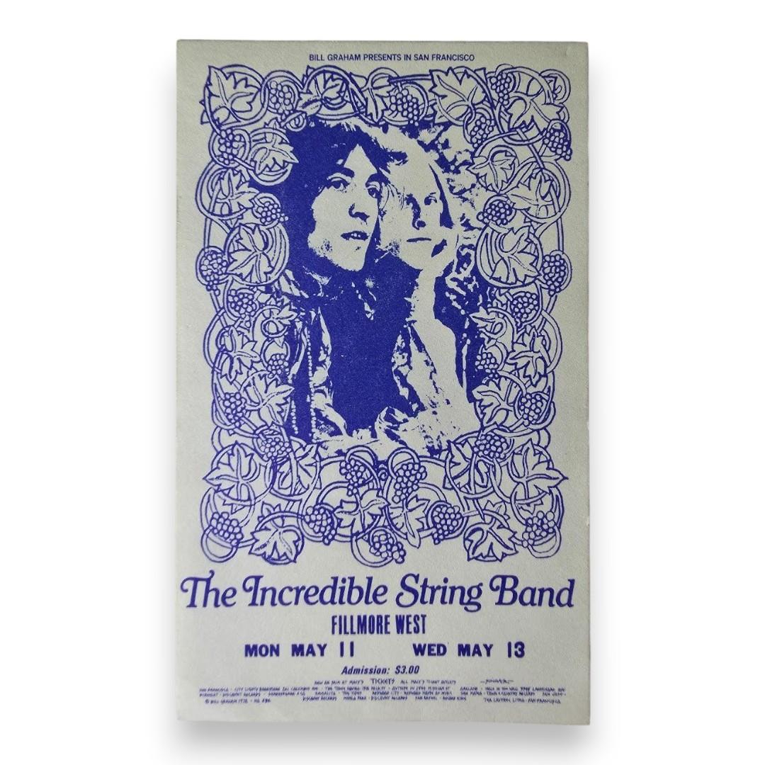 The Incredible String Band - May 11, 1970 - The Fillmore | Vintage Concert Ticket