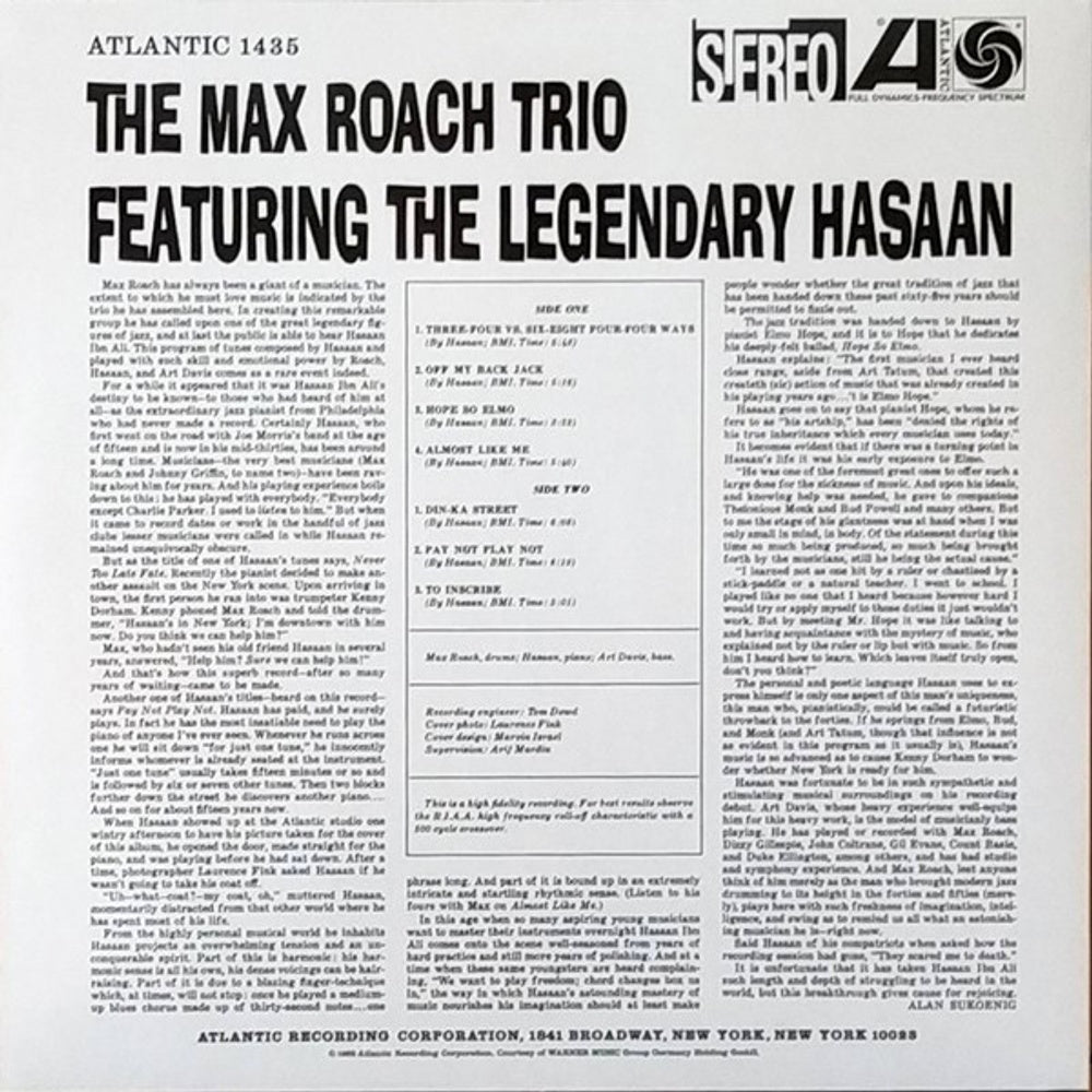 The Max Roach Trio Featuring the Legendary Hasaan (LP Vinyl)