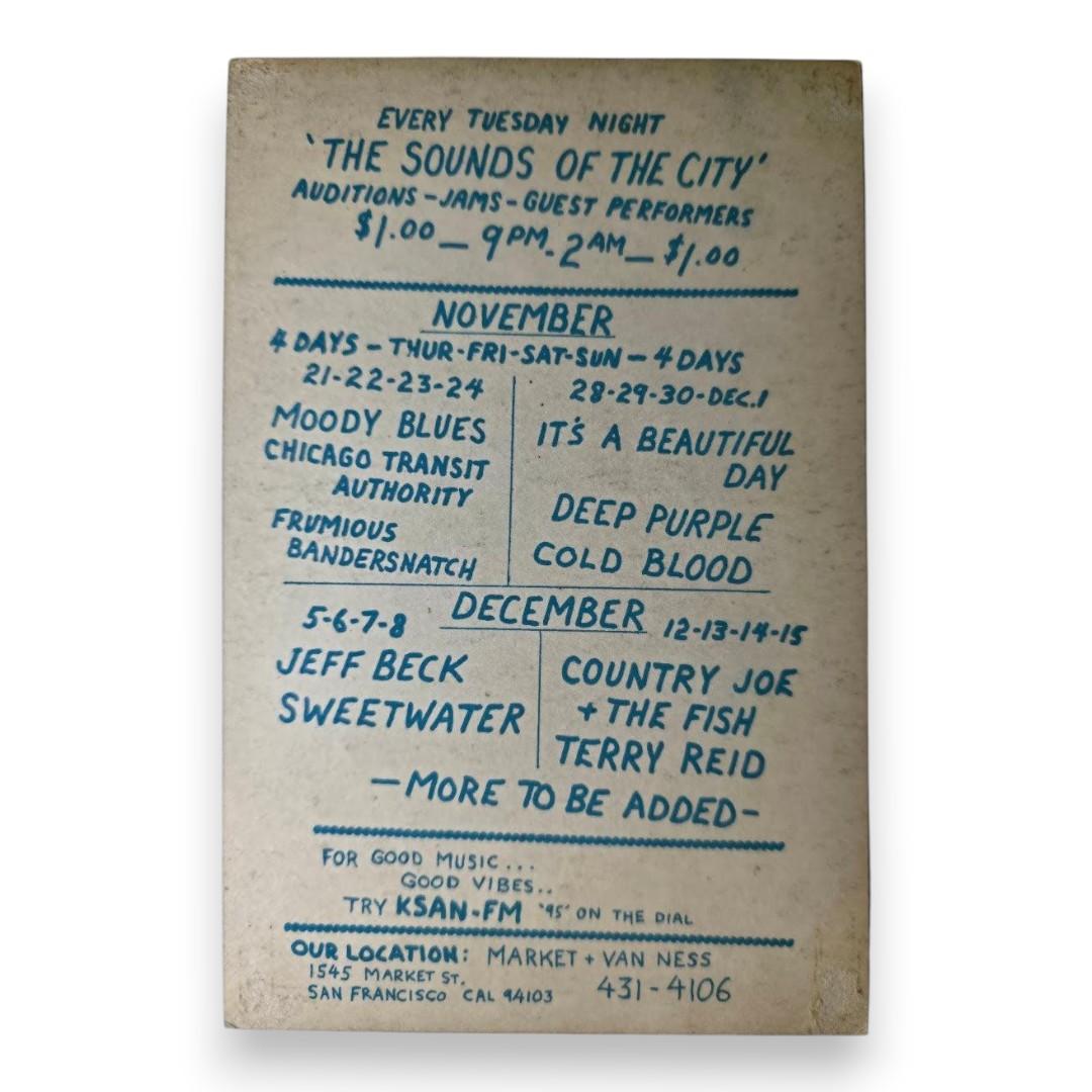 The Moody Blues, Chicago Transit Authority – The Fillmore West, San Francisco (Nov 21–24, 1968) by Rick Griffin & Alton Kelley (Handbill)