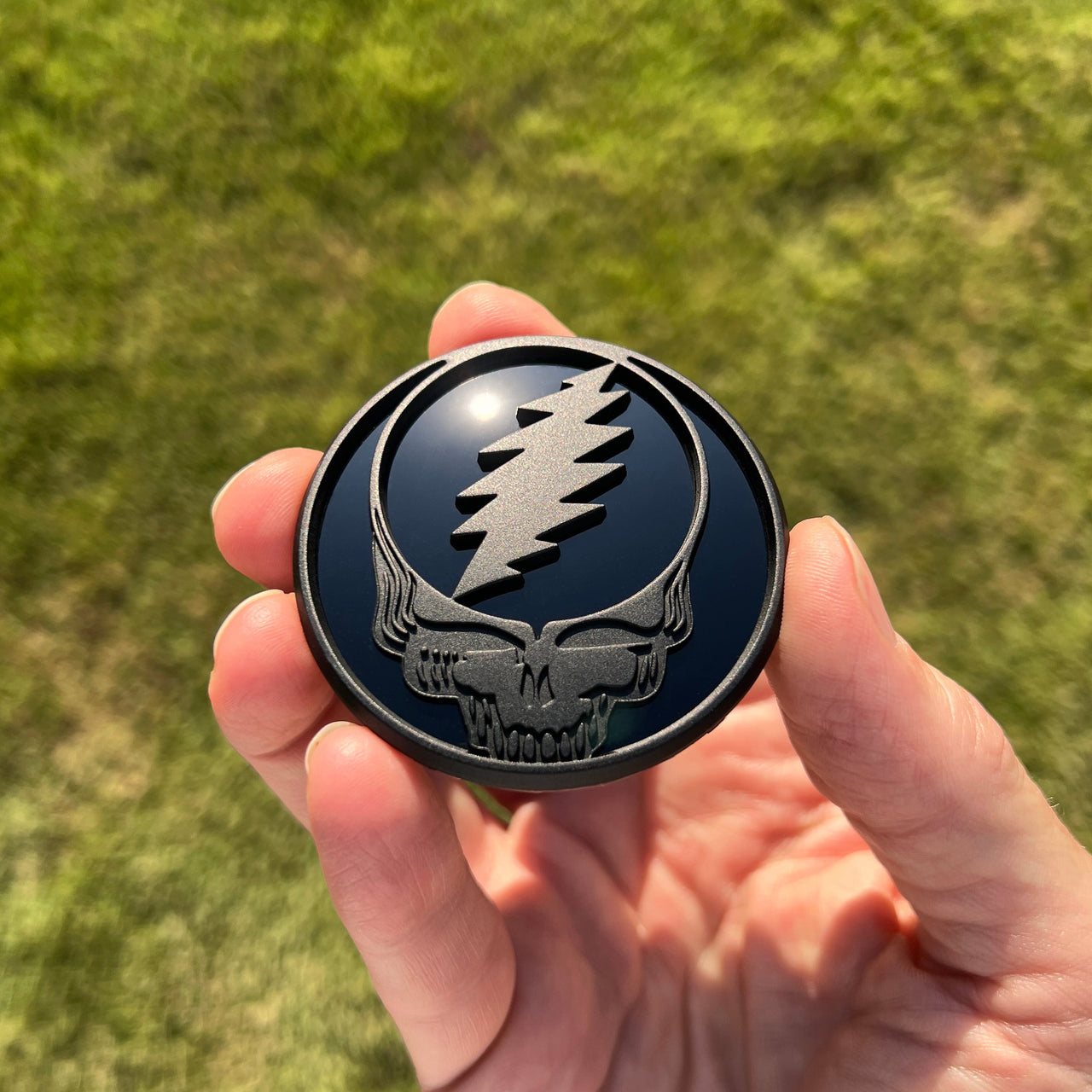 The Stealie 2.0 Badge - Black on Black