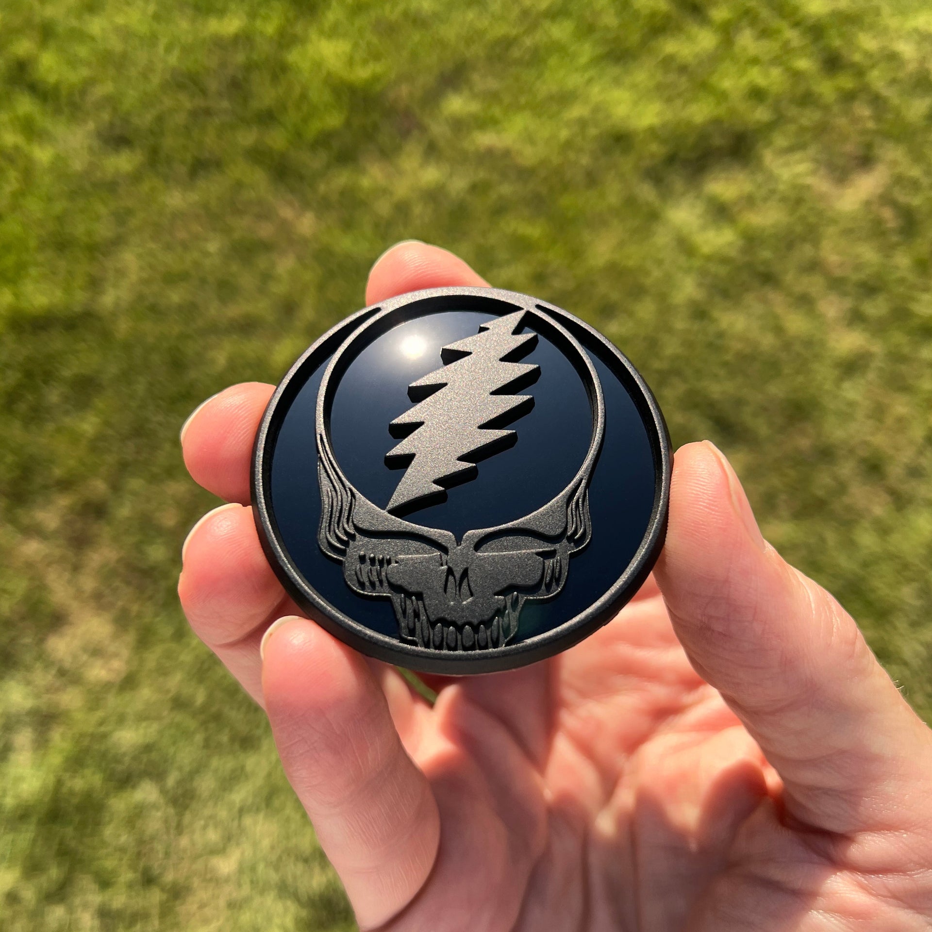 The Stealie 2.0 Badge - Black on Black