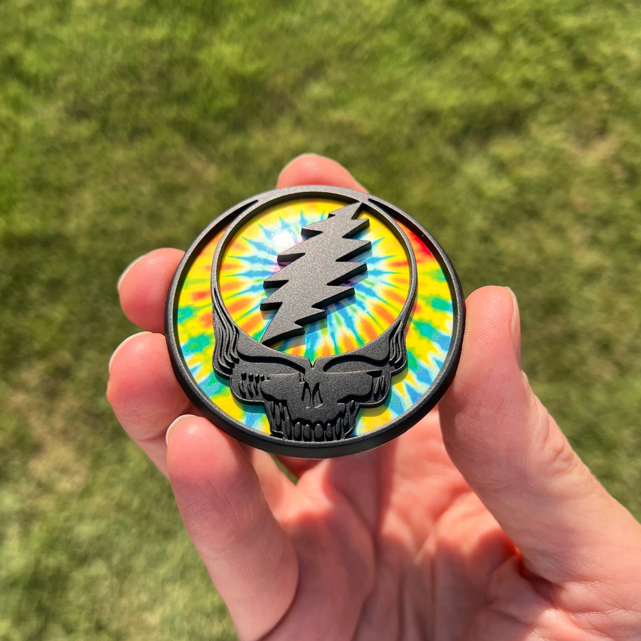 The Stealie 2.0 Badge - Matte Black & Tie Dye