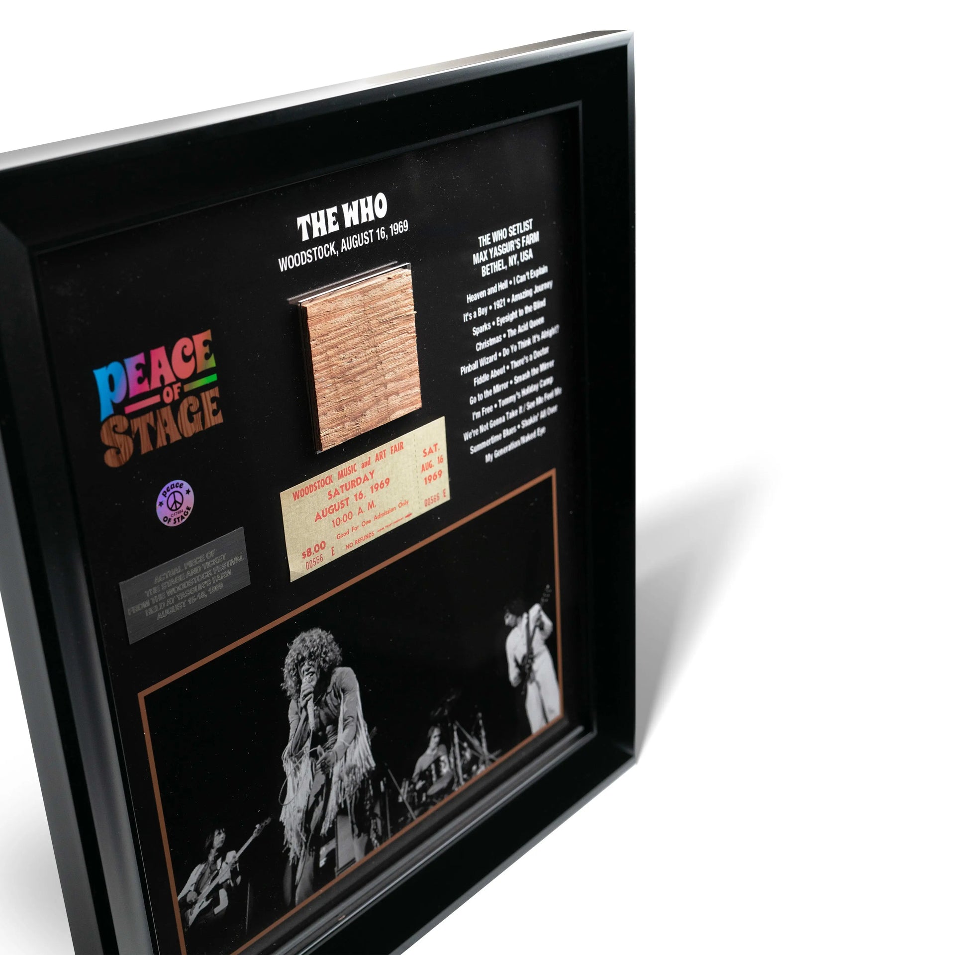The Who | Framed Woodstock Stage and Original Ticket - Back