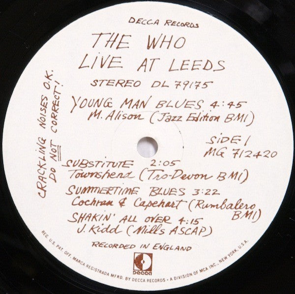 The Who – Live At Leeds (LP Vinyl) - Alternate View