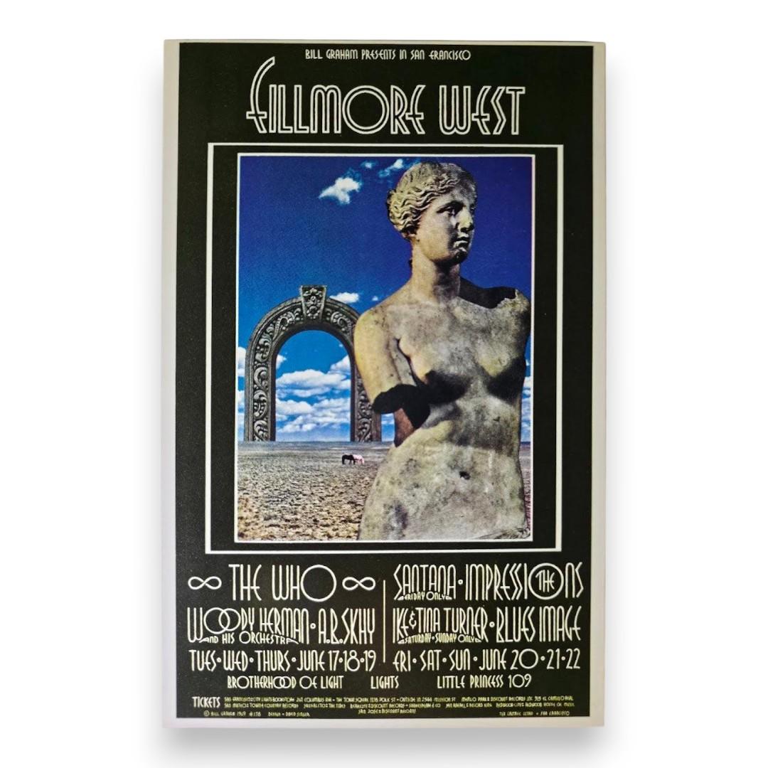 The Who, Santana, Ike & Tina Turner – The Fillmore West, San Francisco (Jun 17–22, 1969) by David Singer (Postcard)