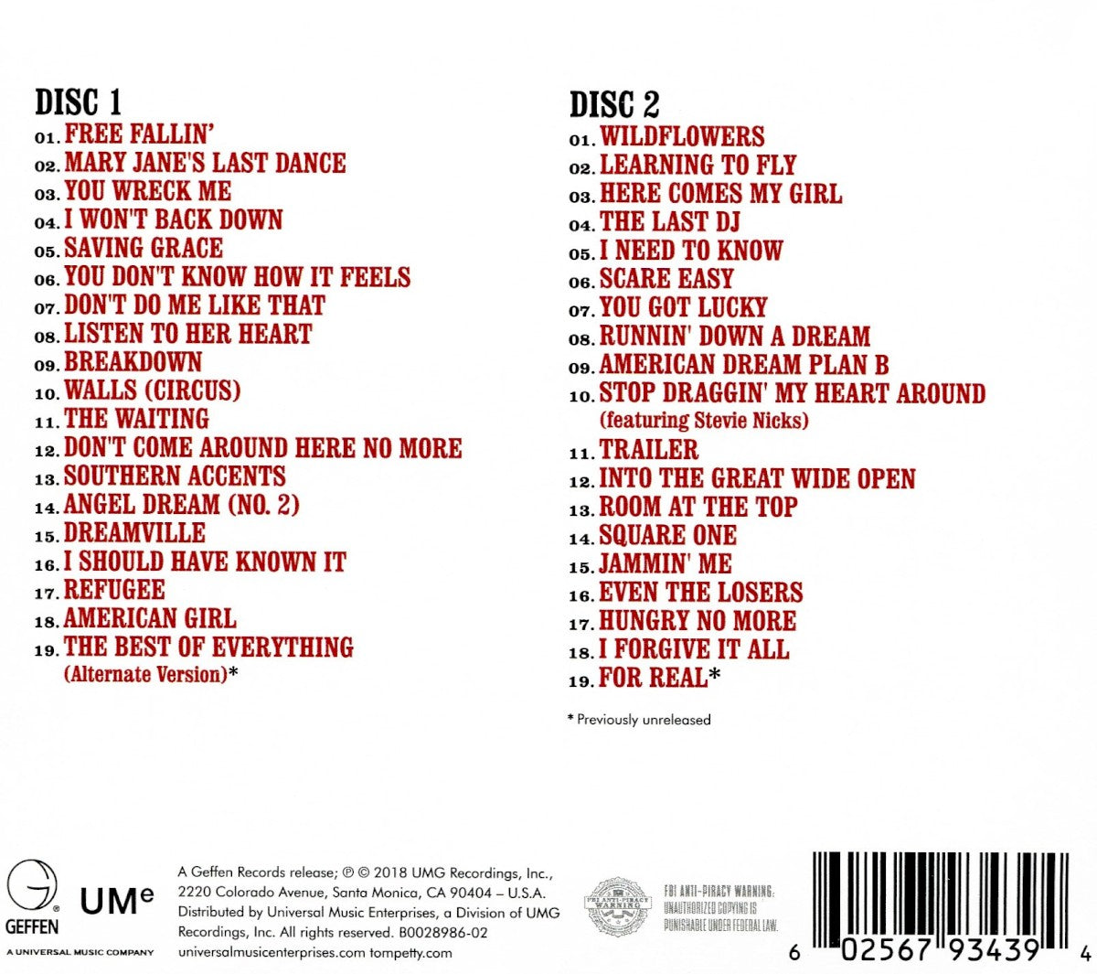 Tom Petty – The Best Of Everything: The Definitive Career Spanning Hits Collection (2-CD) - Detail