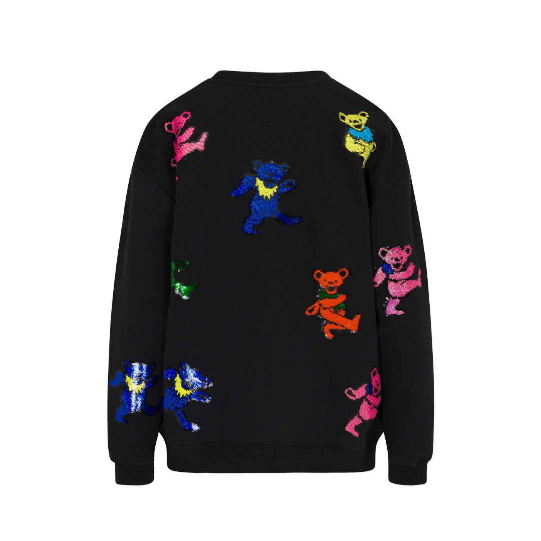 Grateful Dead Dancing Bears Sequin Relaxed Sweatshirt - Black