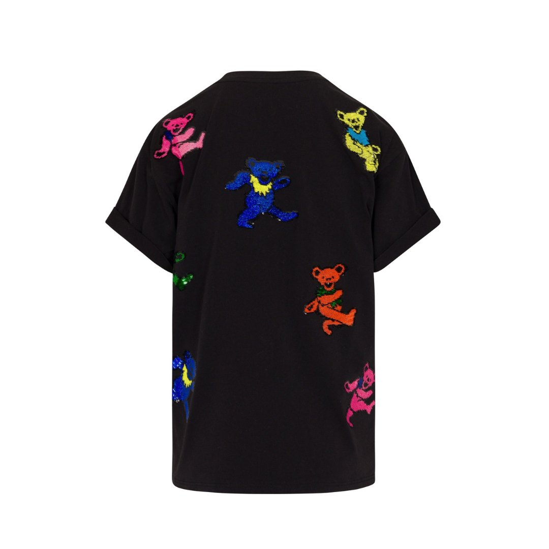 Grateful Dead Dancing Bears Sequin Relaxed T-Shirt - Black