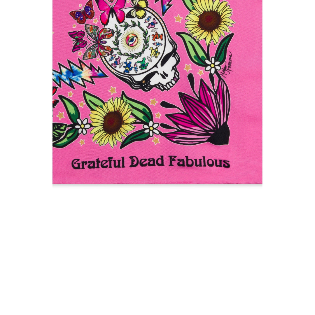 Grateful Dead Floral Silk Scarf - Pink