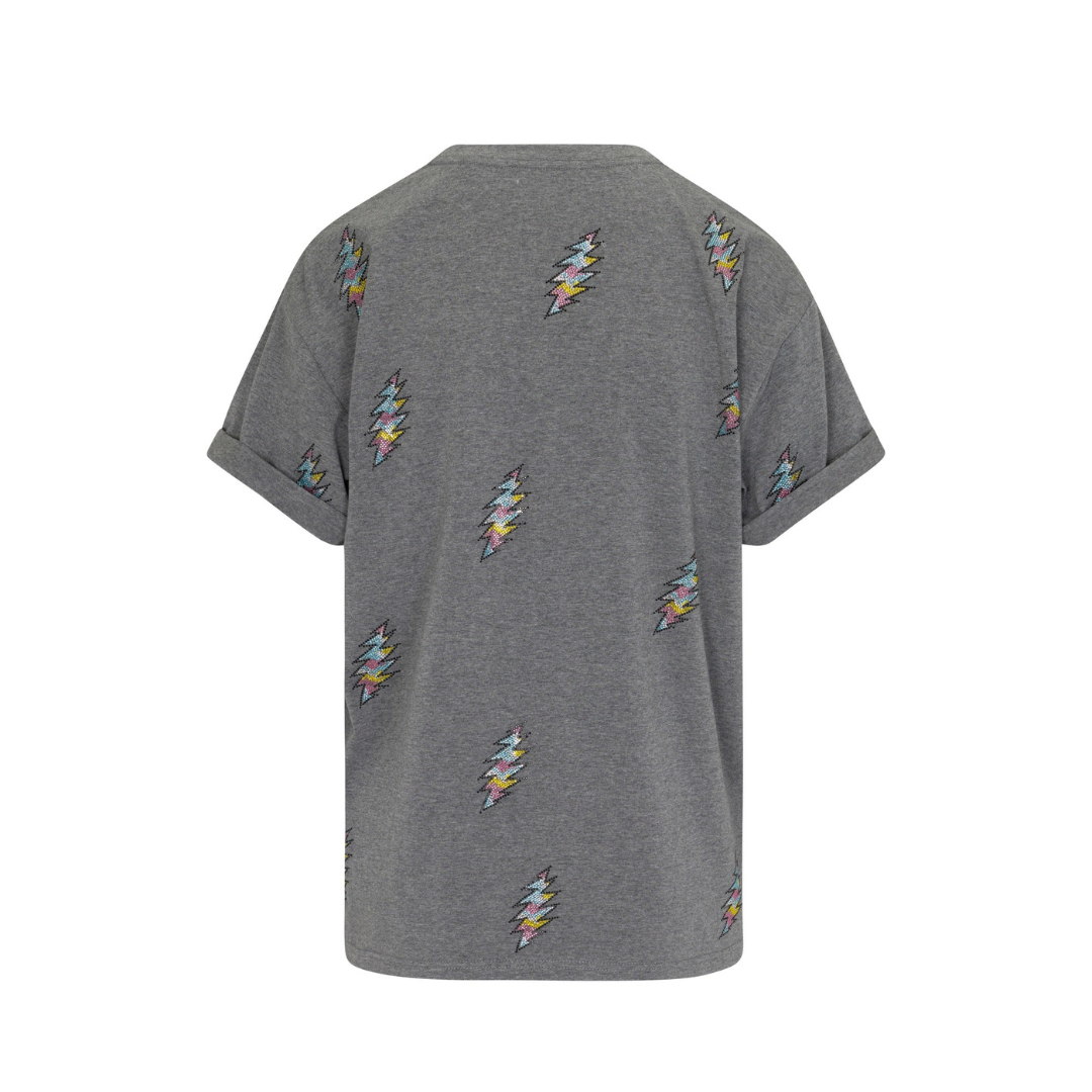 Grateful Dead 13 Pt. Bolt Rhinestone Relaxed T-Shirt - Heather Gray