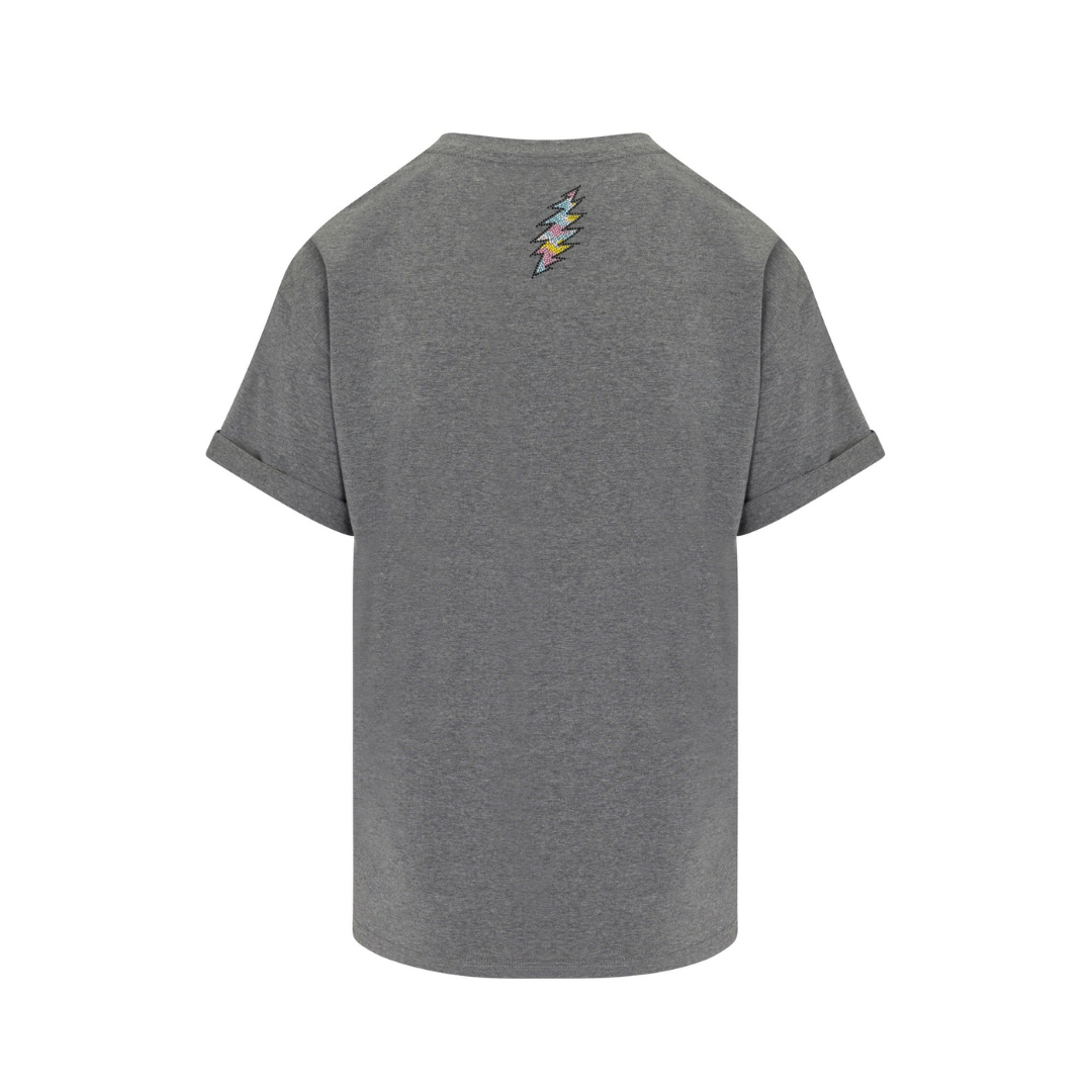 Grateful Dead Rhinestone Stealie Relaxed T-Shirt - Heather Gray