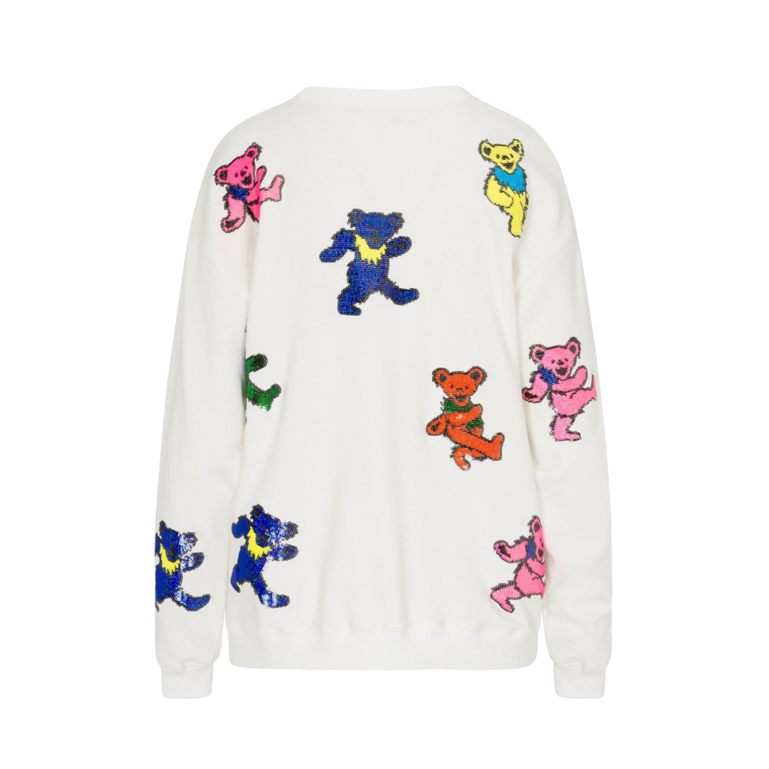 Grateful Dead Dancing Bears Sequin Relaxed Sweatshirt - White