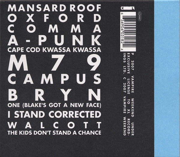 Vampire Weekend – Vampire Weekend (CD) - Back