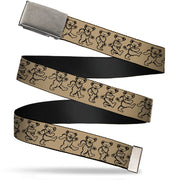 Web Belt Blank Matte Buckle - Dancing Bears Tan/Black Webbing