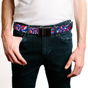 Web Belt Blank Matte Buckle - Steal Your Face Stacked Red/White/Blue Webbing