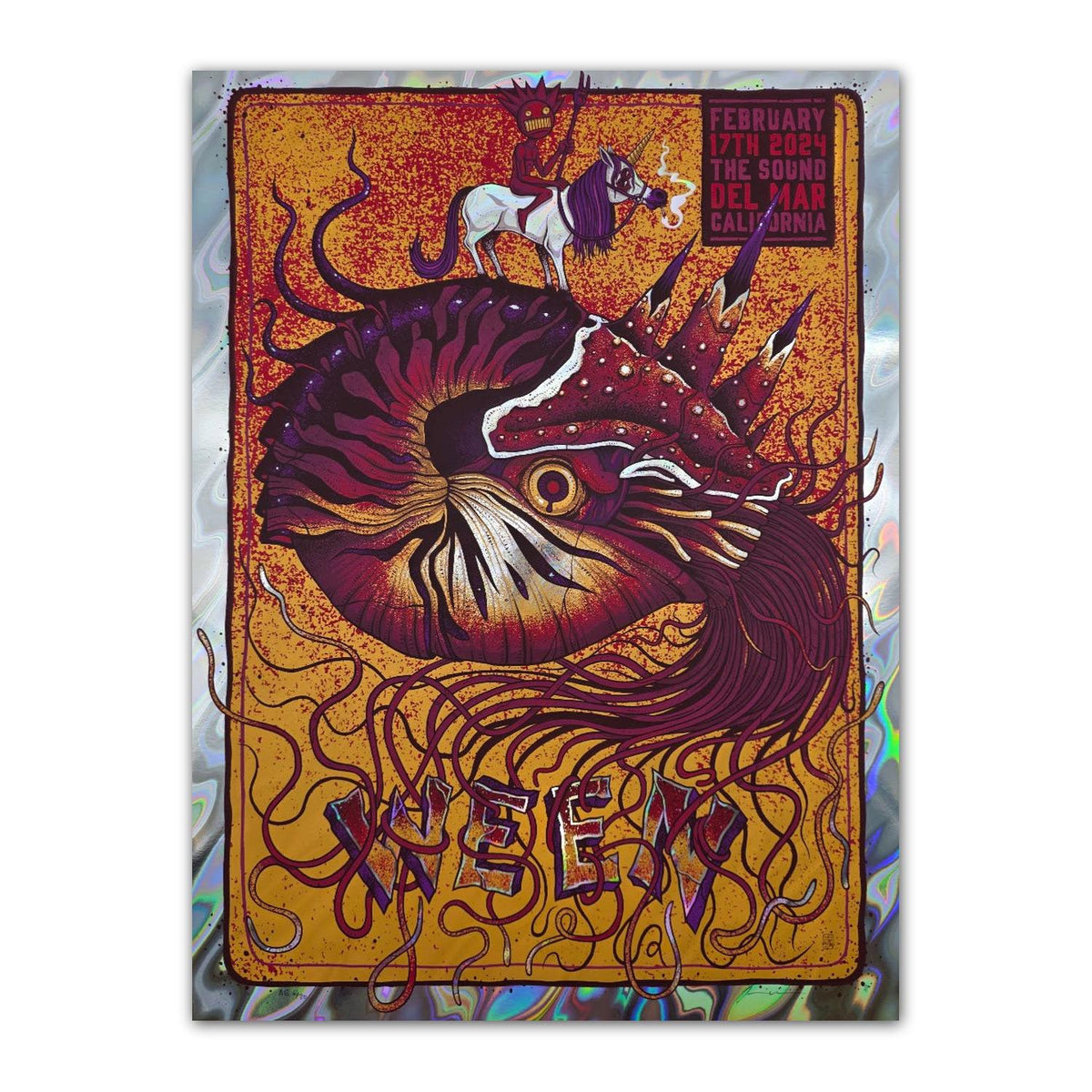 Ween - Conch Shell, Del Mar 2024 Lava Foil Poster by Mazza