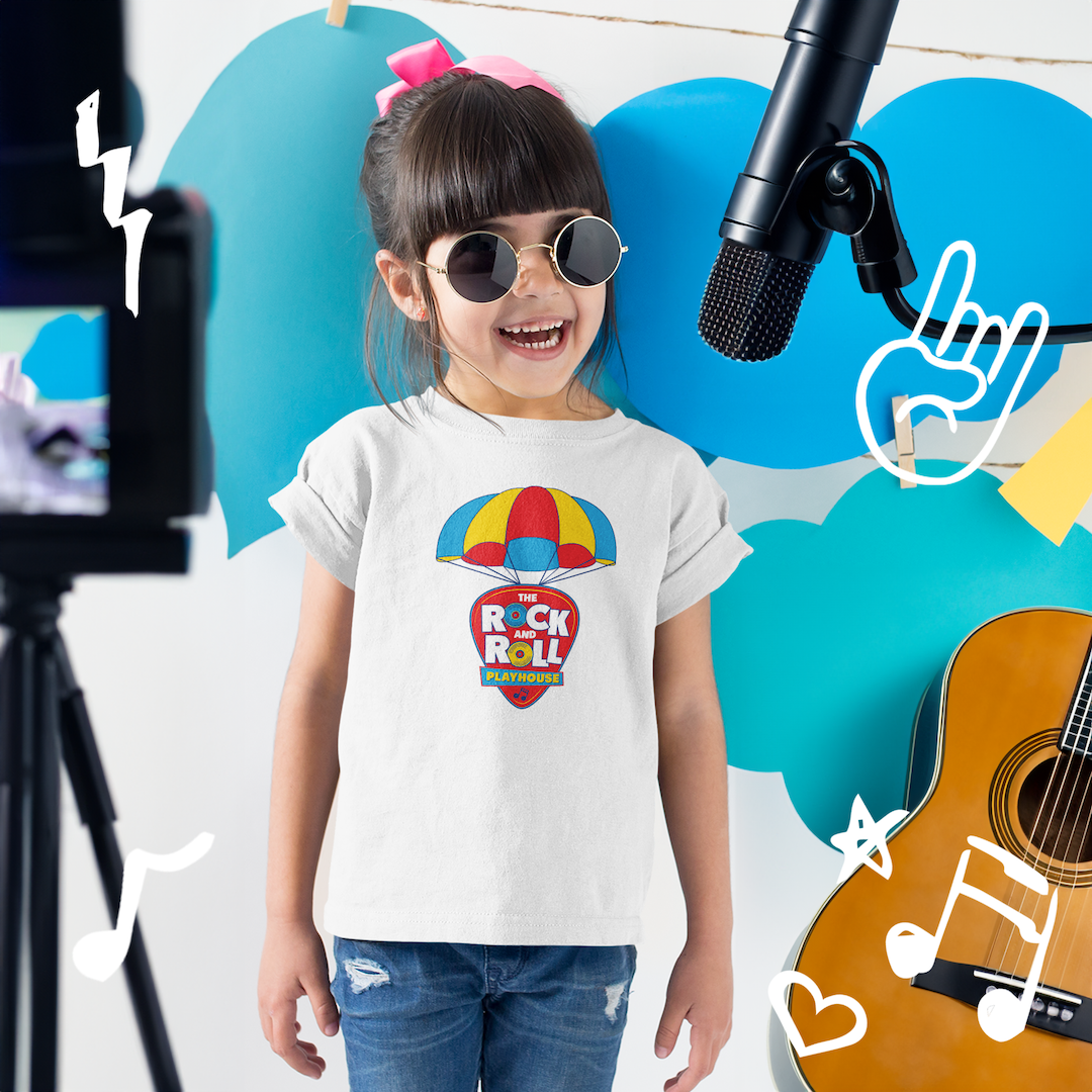 White Toddler's Parachute T-Shirt by The Rock and Roll Playhouse