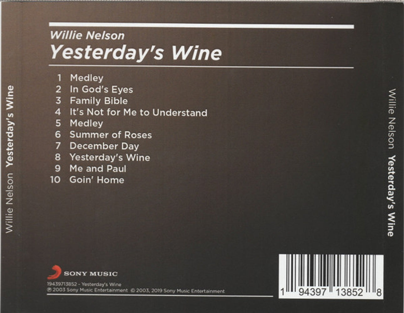Willie Nelson – Yesterday's Wine (CD) - Alternate View