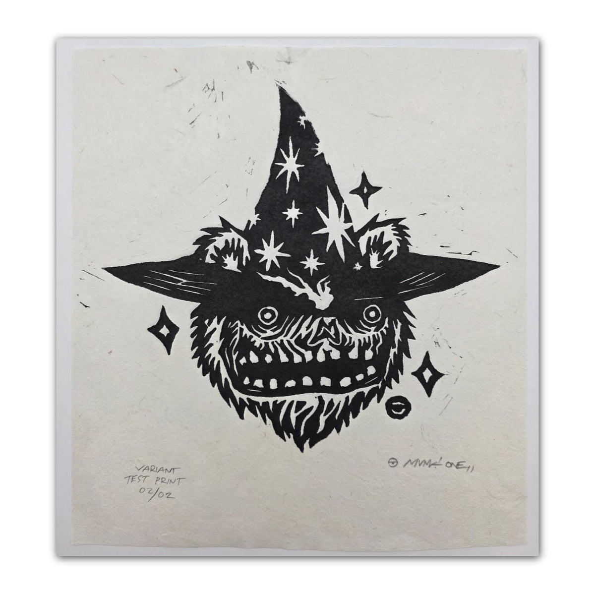 "Wizard Beastie" Test Variants Lino Cut Print by Munk One