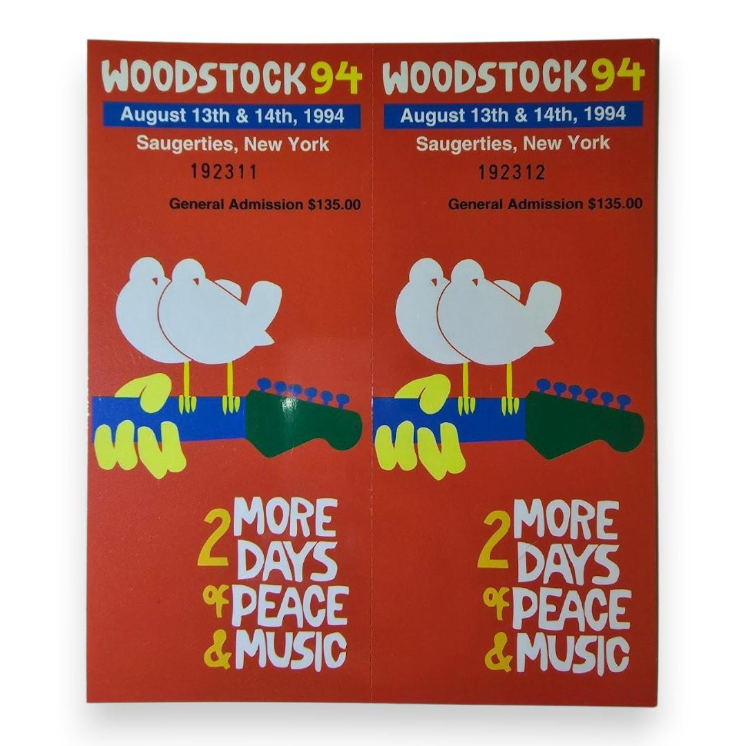 Woodstock | August 13-14, 1994 | Vintage Adjoined Tickets - Front