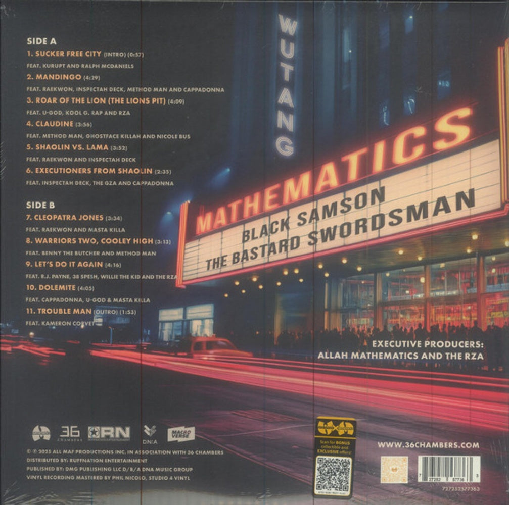 Back Cover: Wu-Tang And Mathematics – Black Samson, The Bastard Swordsman: Wu-Tang, The Saga Continues Collection -  (180g LP Vinyl) Vinyl LP | Relix