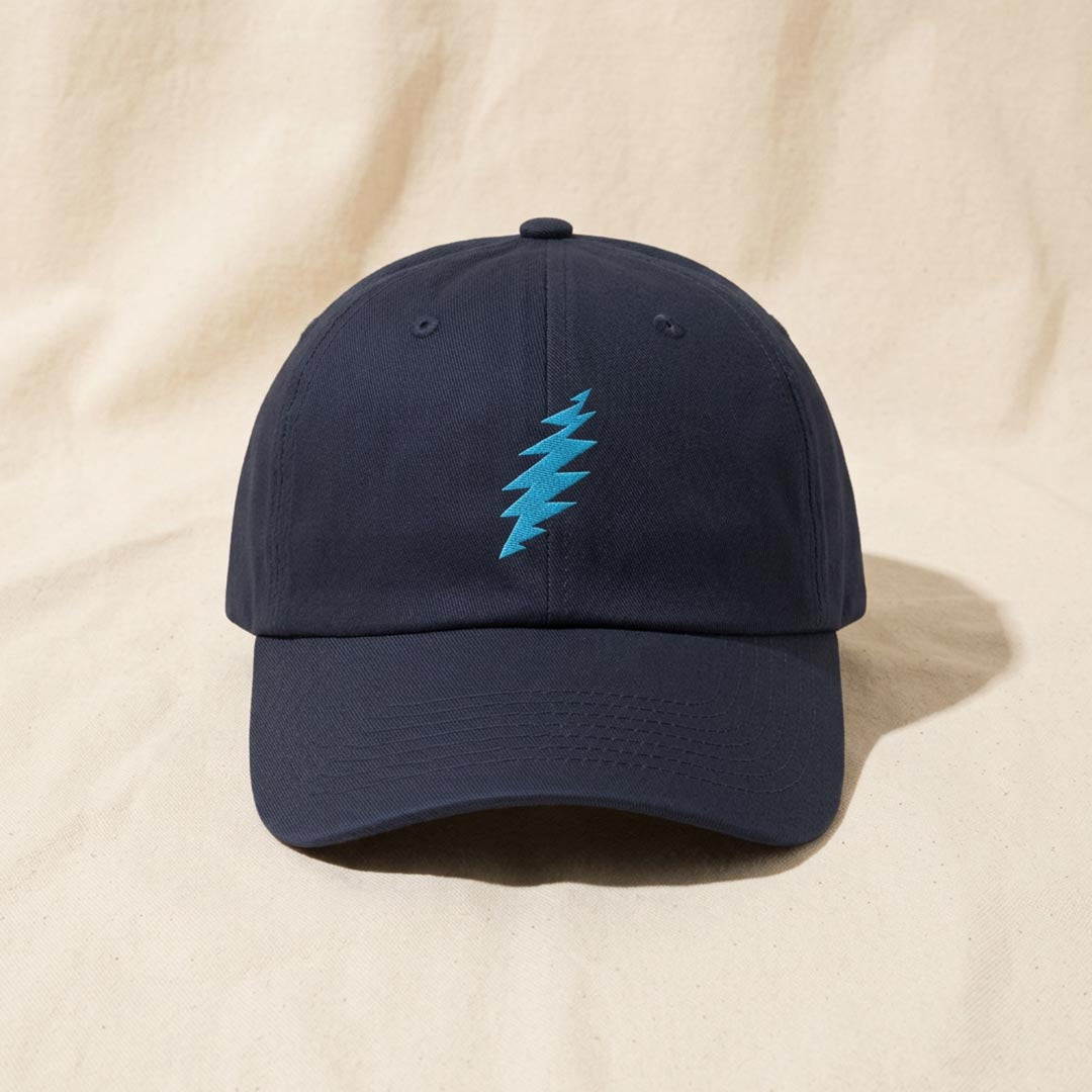 Grateful Dead Embroidered Aqua Bolt Dad Hat - Navy