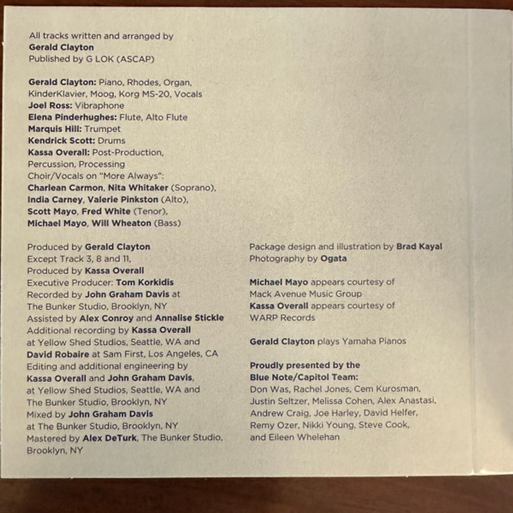 Back Cover 2: Gerald Clayton – Ones & Twos CD | Relix