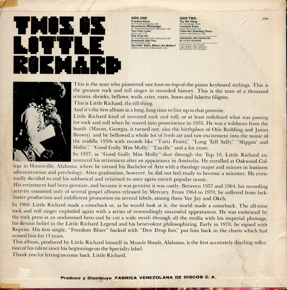 Back Cover 2: Little Richard – Rill Thing Vinyl LP | Relix